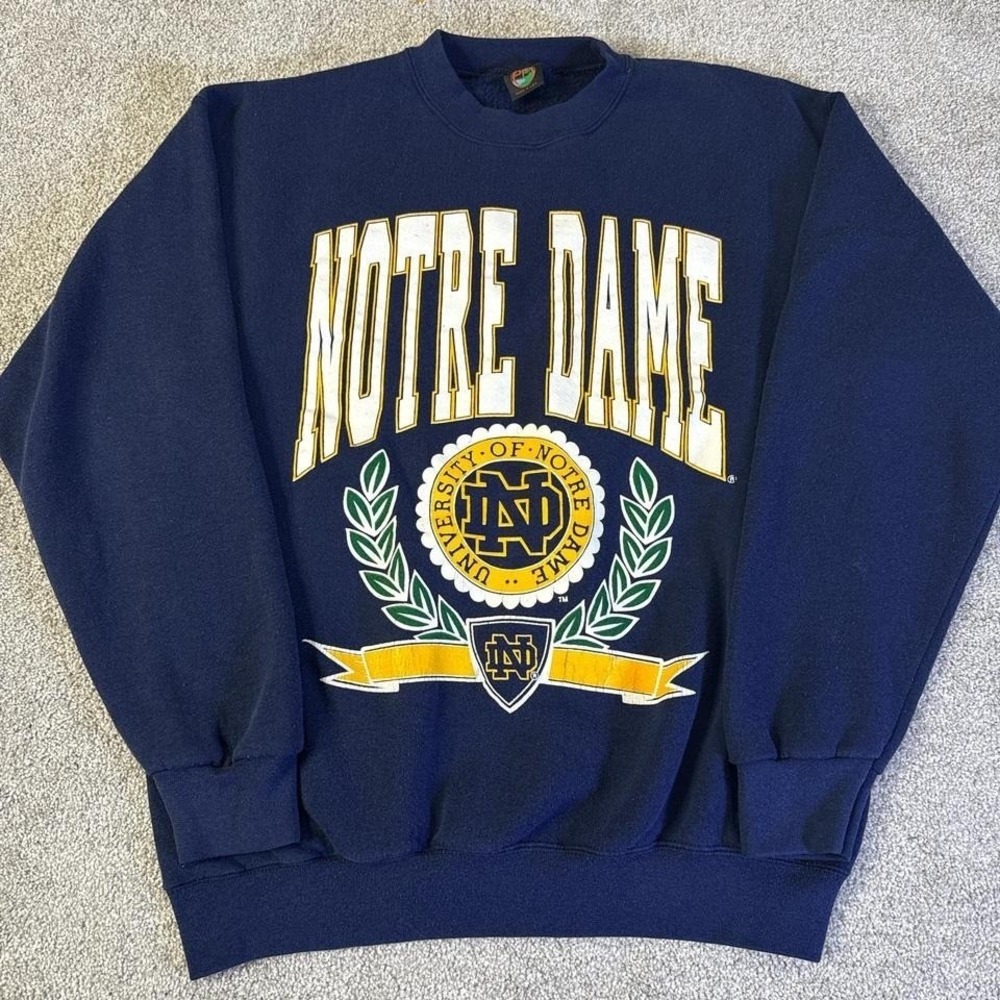 Vintage 90s Notre Dame Crewneck Sweatshirt L Made in USA